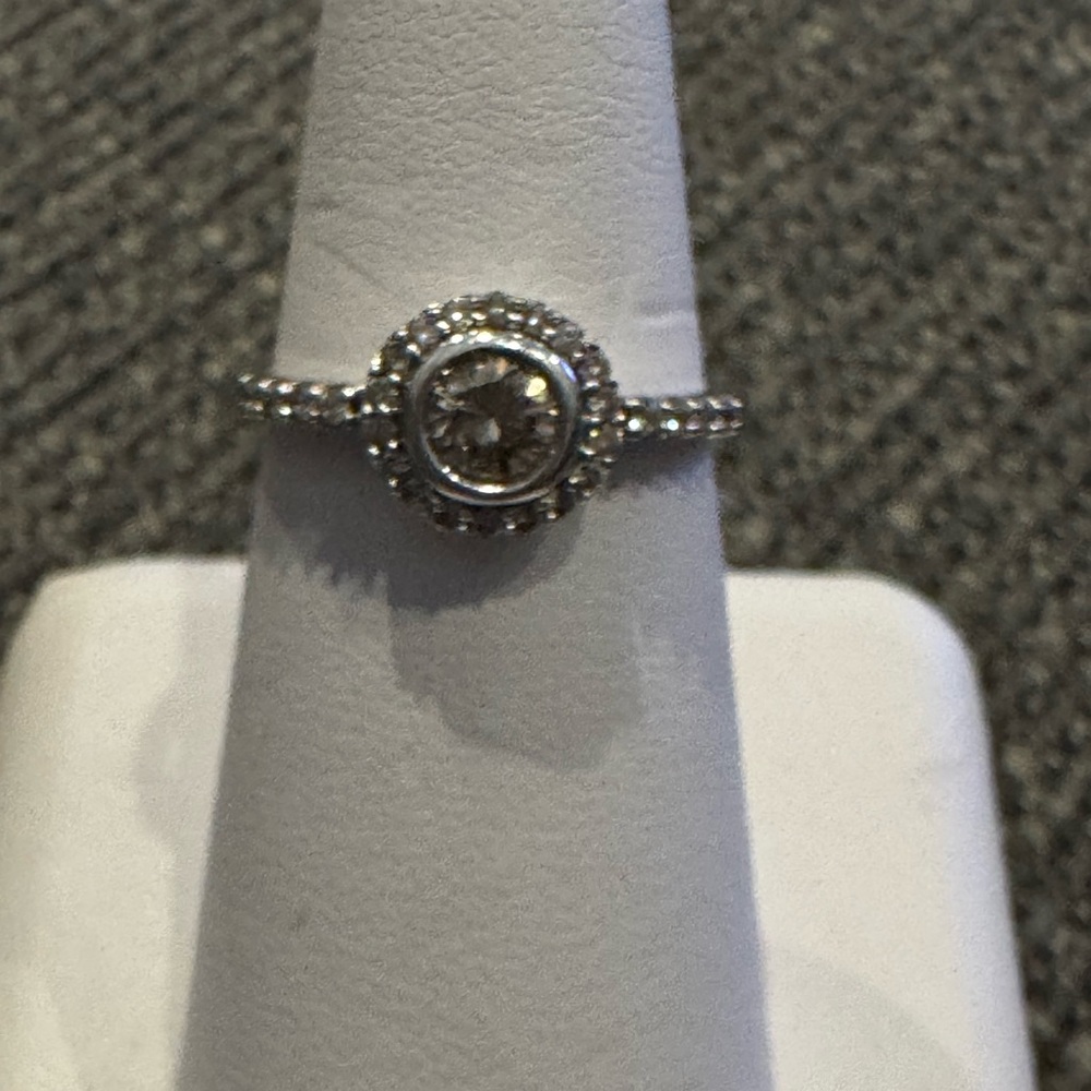 Real 14k white gold ring with 1/2 CTTW champagne & white diamonds